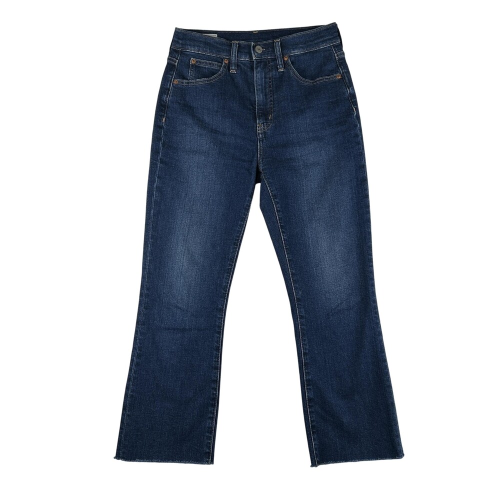 Gap 1969 Jeans Womens 2 Short Dark Wash Kick Fit High Rise Crop Raw Hem Denim